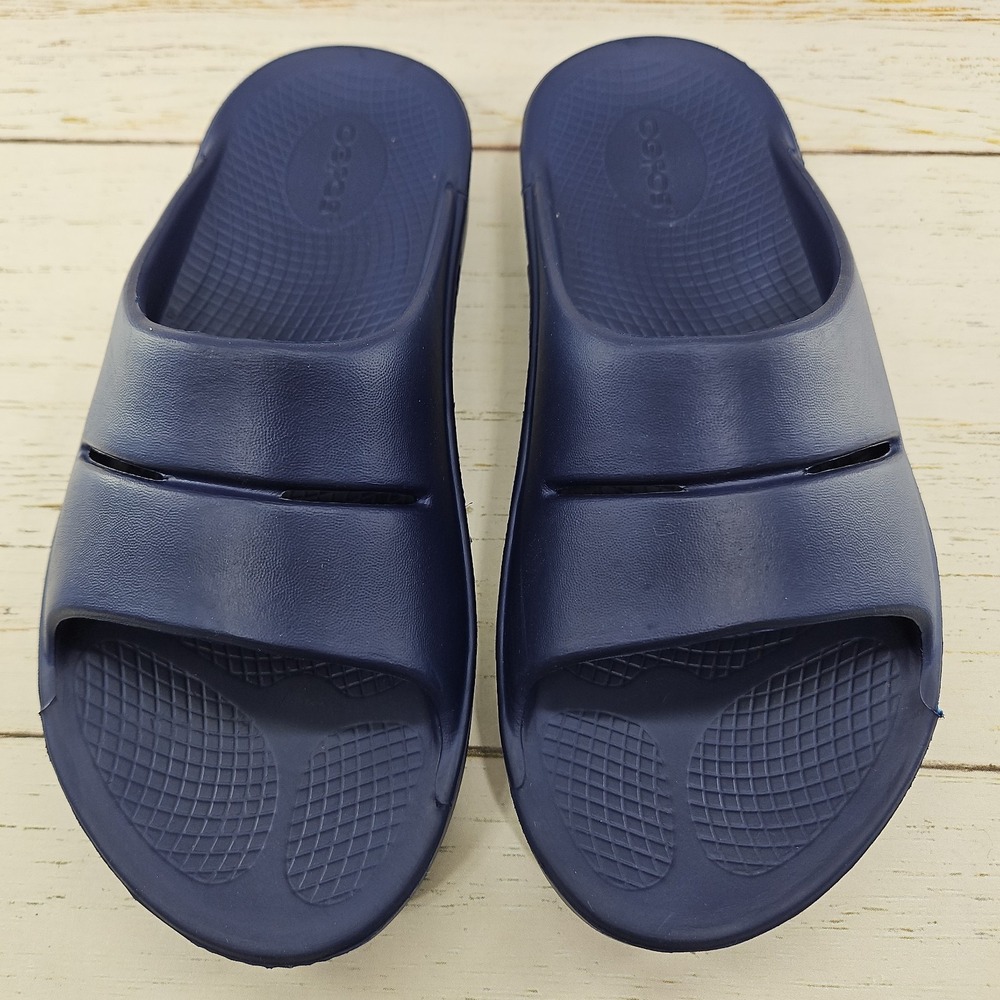 Oofos OOahh Womens 8 Blue Recovery Summer Slide Sandals Arch Support - Picture 3 of 10
